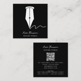 Notary Signing Agent Calligraphy QR Code Black Fyrkantigt Visitkort