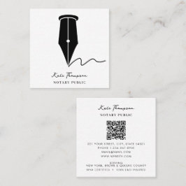 Notary Signing Agent Calligraphy QR Code Fyrkantigt Visitkort