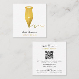 Notary Signing Agent Calligraphy QR Code Gold Fyrkantigt Visitkort