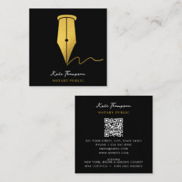 Notary Signing Agent Calligraphy QR Code Gold Fyrkantigt Visitkort