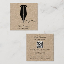 Notary Signing Agent Calligraphy Rustic Kraft Fyrkantigt Visitkort