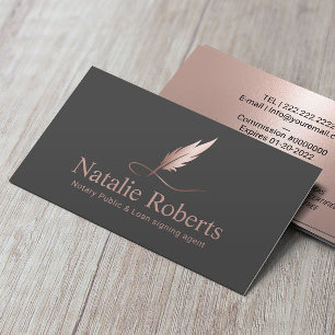 Notary Signing Agent Elegant Ro Guld Quill Logotyp Visitkort