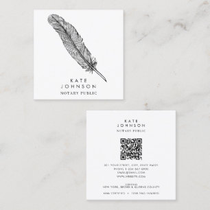 Notary Signing Agent Feather Quill QR-kod Fyrkantigt Visitkort