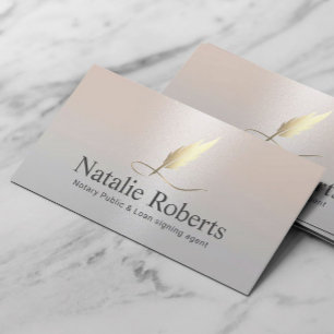 Notary Signing Agent Guld Quill Elegant Silver Visitkort