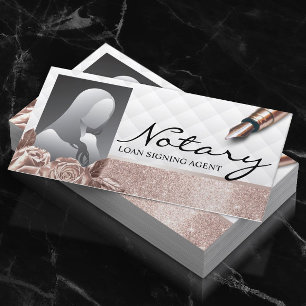 Notary Signing Agent Luxury Ro Guld Blommigt Photo Visitkort