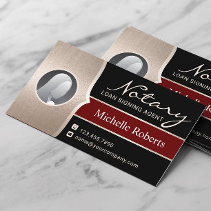 Notary Signing Agent Modern Black & Guld Photo Visitkort