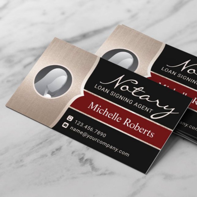 Notary Signing Agent Modern Black & Guld Photo Visitkort (Skapare uppladdad)