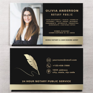 Notary Signing Agent Photo Black & Guld Visitkort