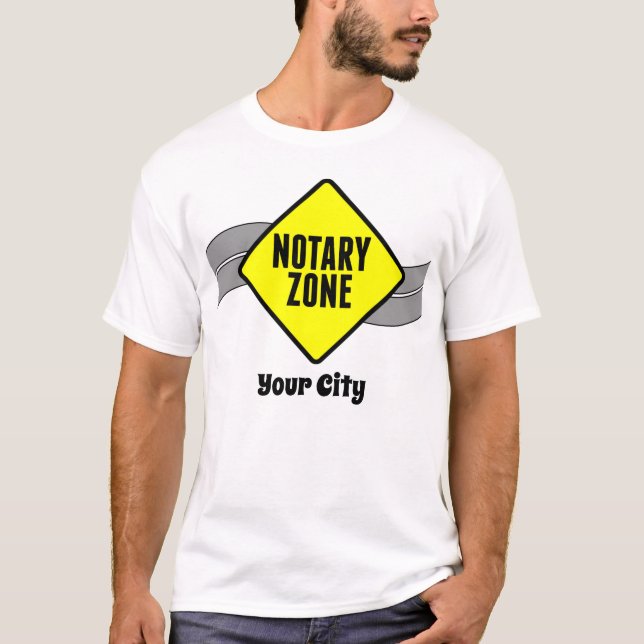 Notary Zon Gult Road Sign Customized City T Shirt (Framsida)