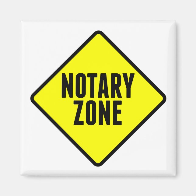 Notary Zon Gult Road Sign Magnet (Framsidan)