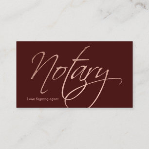 Notaryen skrivar rosa guld- typografi burgundy fö visitkort