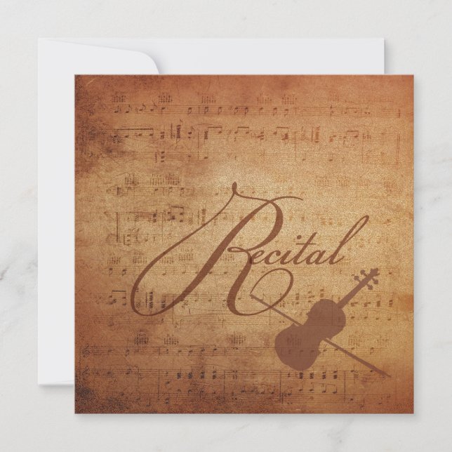 Notblad för fiolhögläsningantikvitet inbjudningar (Framsida)