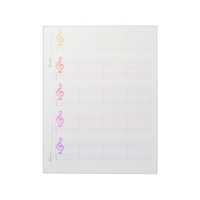 Notblad för stämmor & Ukulele – Utskrivbar mall Anteckningsblock (Roterad)