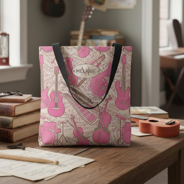 Notblad och instrument Rosa/Elfenben ID481 Tygkasse (Skapare uppladdad)