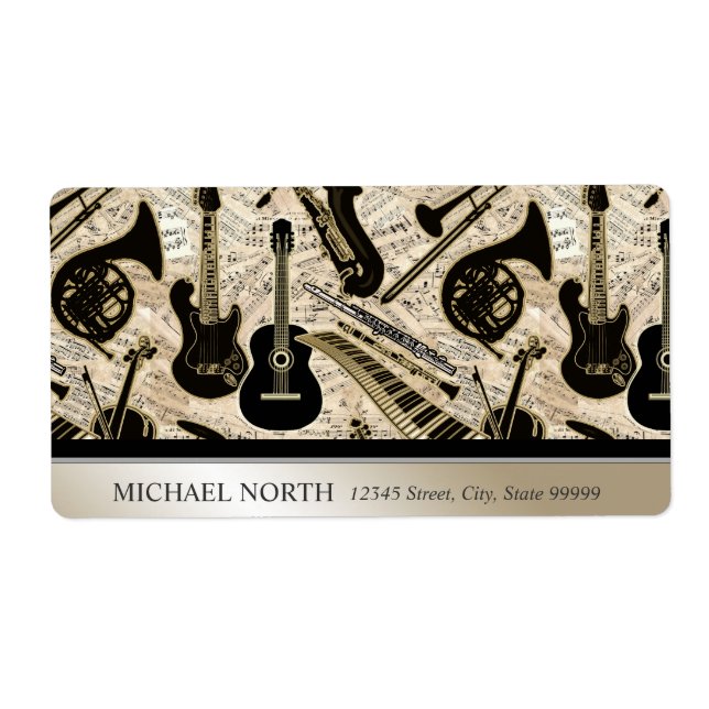 Notblad och instrumenterar svart/guld fraktsedel (Framsidan)