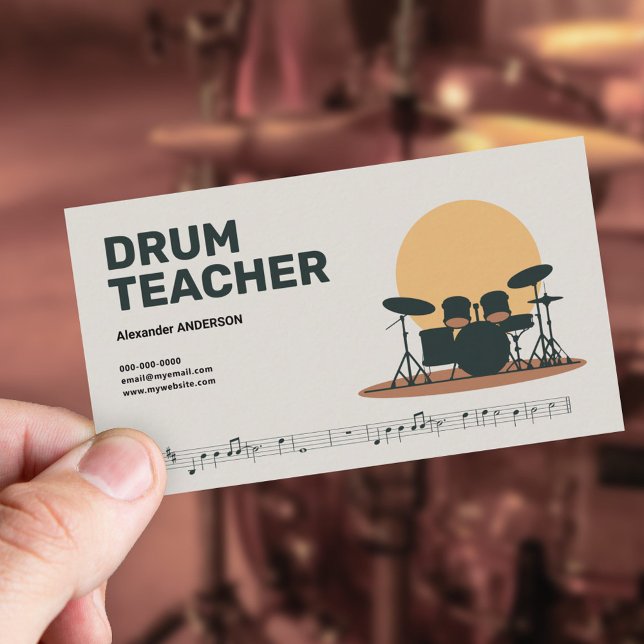 Notblad - Trumlärare Visitkort (Music Sheet - Drum teacher Business Card)