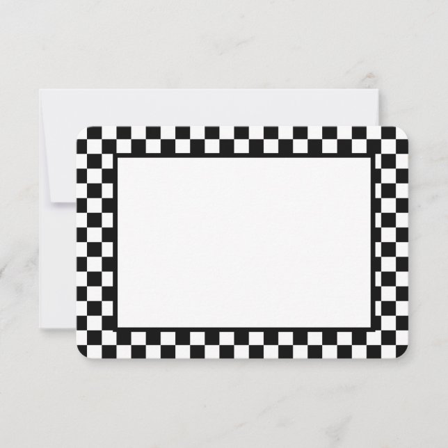Note Card-Black & White Checkers Anteckningskort (Framsida)
