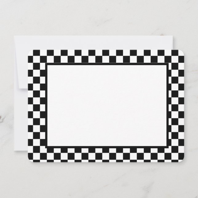 Note Card-Black & White Checkers Anteckningskort (Framsida)