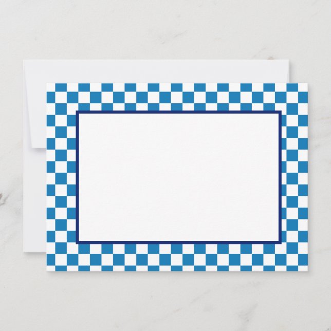 Note Card-Blue & White Checkers Anteckningskort (Framsida)