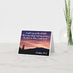 Note Card - Gud är min Refuge, Psalms 91:2 Tack Kort