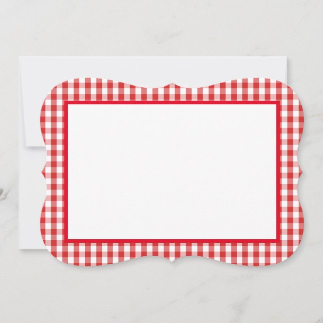 Note Card - Red & White Gingham Print Anteckningskort (Framsida)