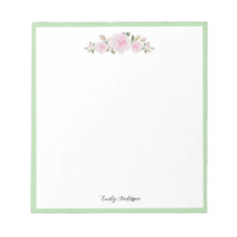 Note Pad with Name Soft Pink Roses Anteckningsblock
