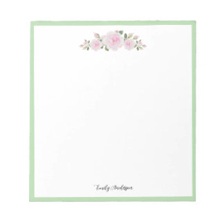 Note Pad with Name Soft Pink Roses Anteckningsblock