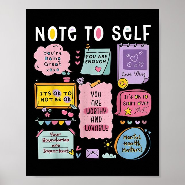 Note To Self Psychologist Mental Health Awareness  Poster (Framsidan)