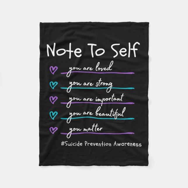 Note To Self You Suicide Prevention Awareness  Fleecefilt (Framsidan)