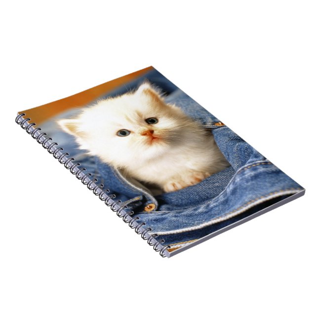 Notebook-Blue Jean Pocket Kitten Anteckningsbok Med Spiral (Högra Sidan)