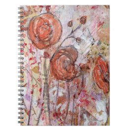 Notebook featuring mixed media floral art. anteckningsbok