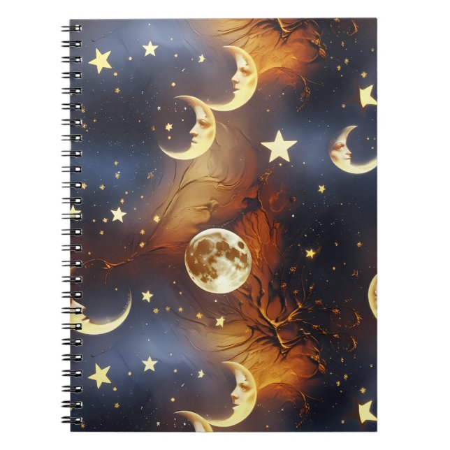 Notebook – Luxury Fiery Orange Celestial Anteckningsbok (Framsidan)