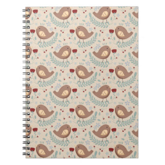 Notebook med fantasifullt mönster av fåglar och bl anteckningsbok