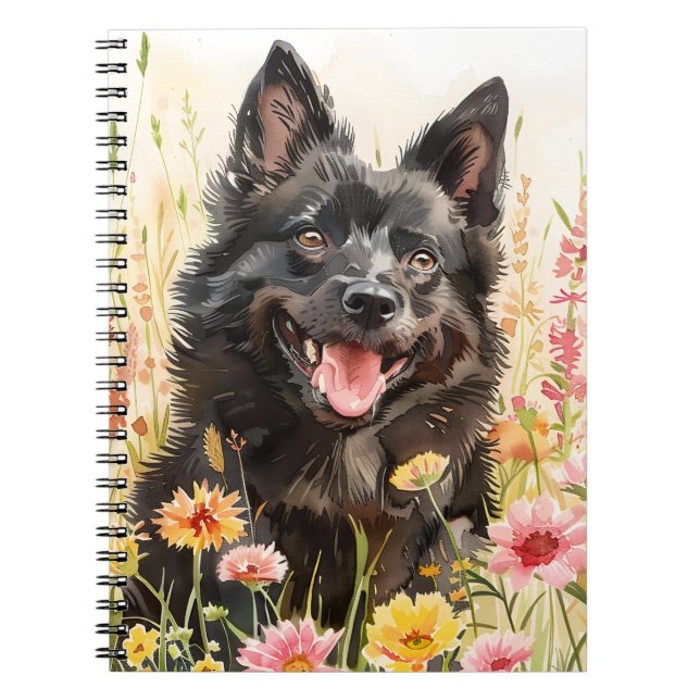 Notebook – Schipperke Watercolor Dog Journal Anteckningsbok (Framsidan)