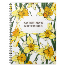 NOTEBOOK Vår Daffodil Design & Anpassat namn