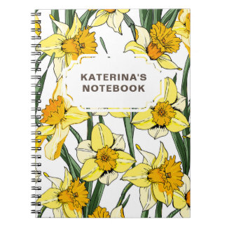 NOTEBOOK Vår Daffodil Design & Anpassat namn Anteckningsbok