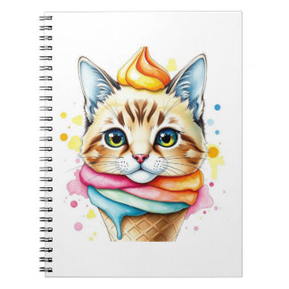 Notebook with ice-cream and cat anteckningsbok
