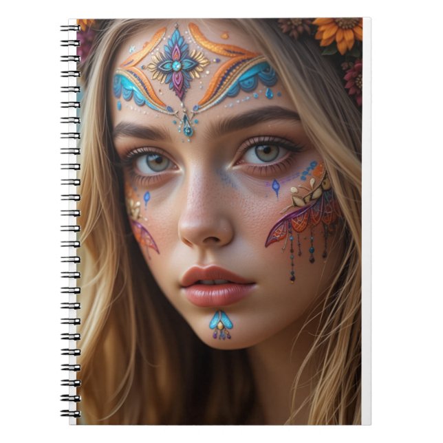 Notebook with the face of a beautiful bohemian gir anteckningsbok (Framsidan)