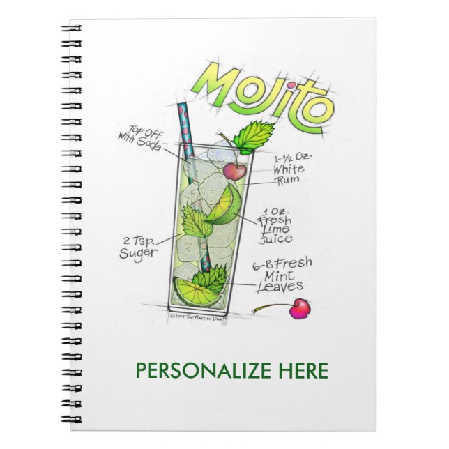 NOTEBOOKS - MOJITO RECIPE COCKTAIL ART ANTECKNINGSBOK (Framsidan)
