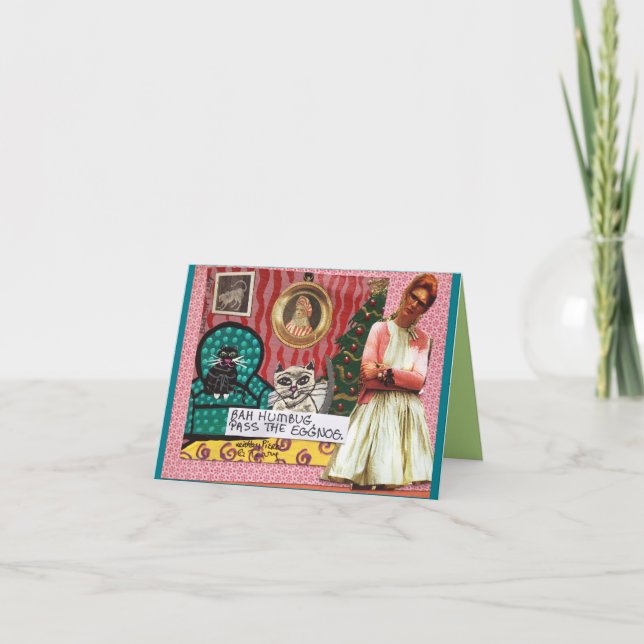 NOTECARD--BAHHUMBUG. PASSERA EGGNOG.EN HELGKORT (Framsida)