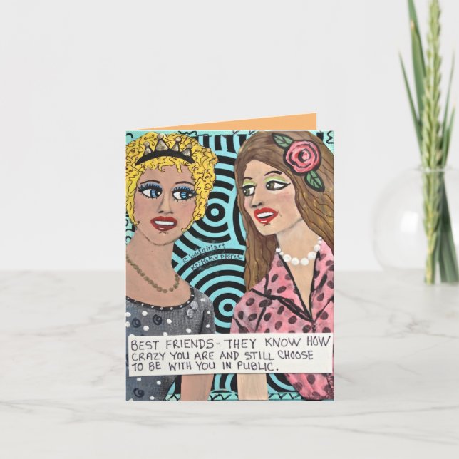 NOTECARD-BEST FRIENDS-DE VET HUR KRASIG DU ÄR KORT (Framsida)