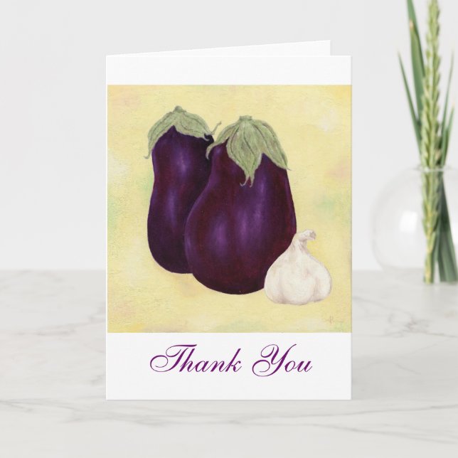 Notecard Eggplant och Garlic Tack Kort (Framsida)