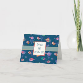 Notecard för blått inspiritivitet i Cute Fish Möns Kort