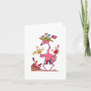 Notecard för Juli 4th Flamingofyrverkerier Kort