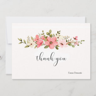 Notecard för rosa och vitvattenfärger tack kort