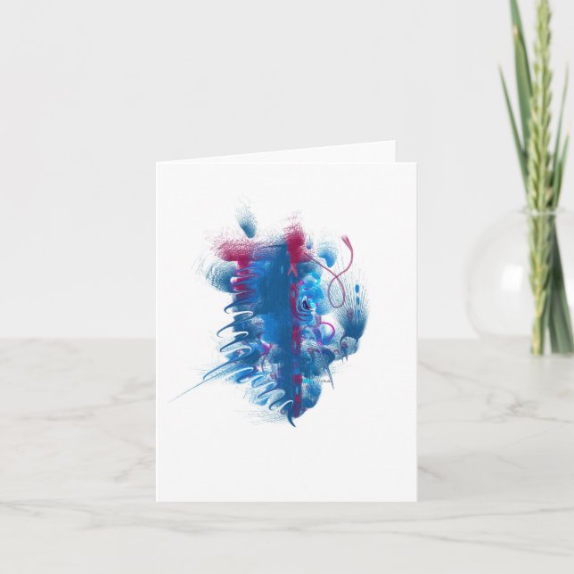 Notecard "för Seedpod" blått- och magentakonst Kort (Framsida)