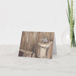 Notecard för utskrift av fågelkapsyl med vattenfär tack kort