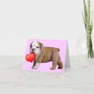 Notecard för valentinesbulldoggvalp helgkort