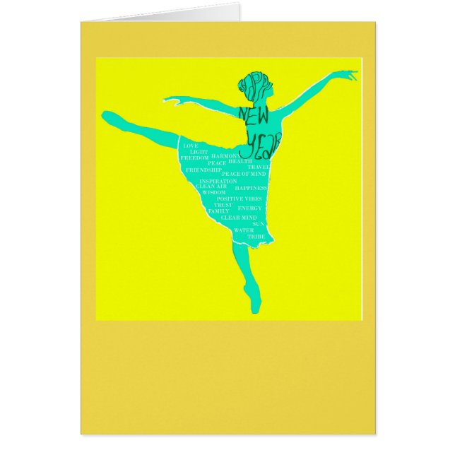Notecard Gott nytt år Ballet dancer silhouette OBS Kort (Framsidan)