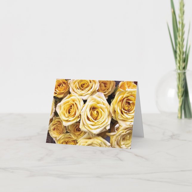 Notecard - Gul ros Kort (Framsida)